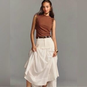 Anthropologie Sunday in Brooklyn Brown Ruffle Trim Sleeveless Tank size large‎